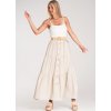 Béžová dámská viskózová midi sukně z texturované látky