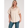 Béžová dámská oversize košile s krátkým rukávem