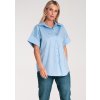 Světle modrá dámská oversize košile s krátkým rukávem