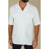Bílá pánská viskózová košile s krátkým rukávem
