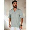 Světle šedá pánská viskózová košile s krátkým rukávem