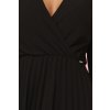 Černé dámské plisované šaty s dlouhými rukávy a výstřihem CAMILLA