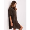 Tmavě hnědé dámské plážové košilové šaty