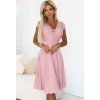 Růžové šifónové šaty s krajkovým výstřihem ALEXIS