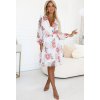 Bílé květované šifónové šaty s výstřihem DOLORES