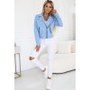 Semišová světle modrá bundička s dlouhým rukávem a zipy RAMIA