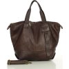 MARCO MAZZINI Tmavě hnědá dámská prostorná kožená shopper kabelka (Velikost ONE SIZE)