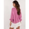 Růžový dámský oversize svetr s 3/4 rukávy