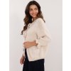 Světle béžový dámský oversize svetr s 3/4 rukávy