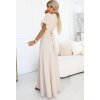 Světle béžové dlouhé šaty s výstřihem JENNIFER