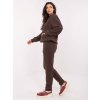 Čokoládově hnědá dámská pletená souprava mikiny a kalhot s ozdobnými zipy
