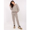 Šedá dámská pletená souprava mikiny a kalhot s ozdobnými zipy