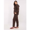 Čokoládově hnědá dámská pletená souprava mikiny a kalhot