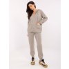Šedá dámská pletená souprava mikiny a kalhot