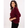 Vínový dámský oversize svetr s 3/4 rukávy