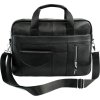Solier Pánská černá kožená taška na notebook BRANN