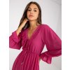 Fuchsiové minišaty s volánem v boho stylu (Velikost ONE SIZE)