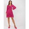Fuchsiové minišaty s volánem v boho stylu (Velikost ONE SIZE)