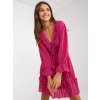 Fuchsiové minišaty s volánem v boho stylu (Velikost ONE SIZE)