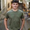 Khaki unisex bavlněné tričko bez potisku (Velikost L)