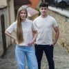 Béžové unisex bavlněné tričko bez potisku (Velikost M)