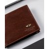 Peterson Hnědá kožená hladká otevřená peněženka W088 (Velikost ONE SIZE)