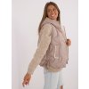 Béžová dámská zateplená prošívaná vesta s kapucí
