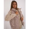 Béžová dámská zateplená prošívaná vesta s kapucí
