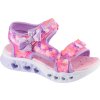 Fialovo-růžové dětské sandály Skechers S-Lights: Flutter Hearts Sandal - Blurry Love