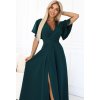 Lahvově zelené dlouhé šaty s výstřihem JENNIFER