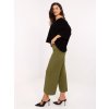 Tmavě zelené dámské elegantní kalhoty s vysokým pasem