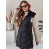 Černá dámská zateplená vesta s odnímatelnou kapucí