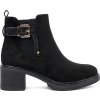 Černé dámské kotníkové boty se sponou na stabilním podpatku, podpatek 6 cm