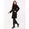 Černý dámský kabát s kapsami a páskem