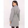 Bílo-šedý dámský kabát s dvouřadým zapínáním