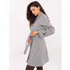 Bílo-šedý dámský kabát s dvouřadým zapínáním