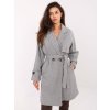 Bílo-šedý dámský kabát s dvouřadým zapínáním