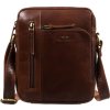 Peterson Hnědá pánská kožená taška přes rameno z pravé kůže