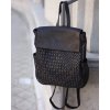 MARCO MAZZINI Černý dámský kožený tkaný batoh s kapsami (Velikost ONE SIZE)