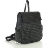 MARCO MAZZINI Černý dámský kožený tkaný batoh s kapsami (Velikost ONE SIZE)