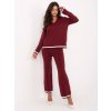 Vínový dámský pletený set s kontrastním lemováním