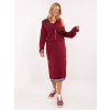 Vínová dámská viskózová dvoudílná souprava s ozdobnými manžetami