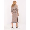 Béžová dámská viskózová dvoudílná souprava s ozdobnými manžetami
