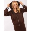 Hnědá dámská viskózová dvoudílná souprava s ozdobnými manžetami
