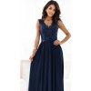 Tmavě modré dlouhé šaty bez rukávů VIVIANA