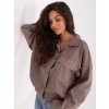 Volná tmavě béžová dámská košile s elastickým spodním lemem