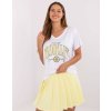 Bílo-žlutý dámský set trička a plisované sukně se všitými šortkami