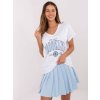 Bílo-modrý dámský set trička a plisované sukně se všitými šortkami