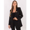 Černé dámské sako s broží a imitací kapes