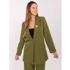 Olivově zelené dámské sako s broží a imitací kapes